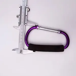 Aluminium D-vormige karabijnhaak met schuimstof handvat voor kamperen en dagelijks gebruik.