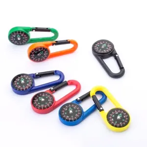 Tragbarer Karabiner Kompass multifunktionaler Outdoor Rucksackhaken mit integriertem Zifferblatt