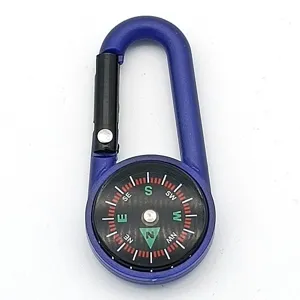 Tragbarer Karabiner mit integriertem Kompass Outdoor Wanderrucksack Clip blaues Werkzeug