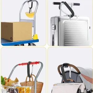 Multifunctionele band karabijnhaak voor kinderwagens, koffers en wagens. Duurzaam ontwerp.