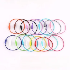 Colorful Stainless Steel Wire Keychain Rings Rotating Screw Cable Loops DIY Bag Pendants Key Holders