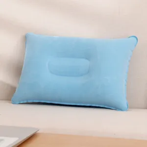 Almohada de cojín flocado rectangular inflable para acampar al aire libre portátil.
