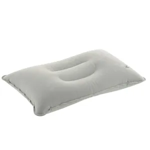 Almohada hinchable de camping rectangular flocada para viajes y siesta en la oficina.