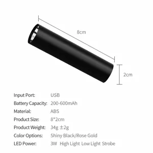 Mini lampe de poche LED USB rechargeable, lampe de poche extérieure portable pour maison, 8cm.