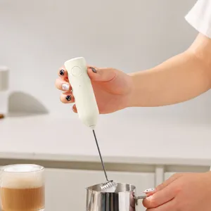 Handheld electric milk frother with 304 stainless steel double whisk for coffee and latte