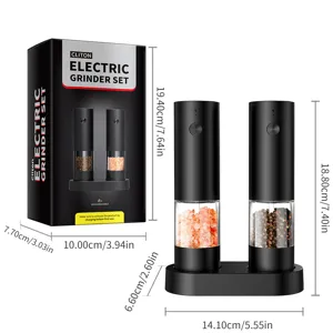 Elektrische Salz und Pfeffermühle Set mit Ladestation, automatische Gewürzmühlen für Küche.
