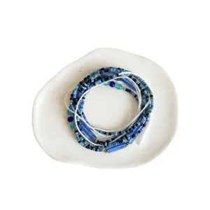 Bohemian multi-layer blue beaded waist chain jewelry for women summer beach fashion