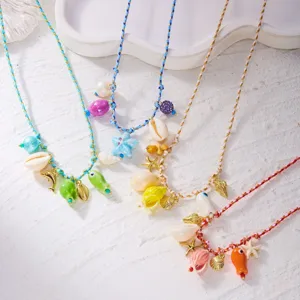 Colorful bohemian beach body chains with shell starfish and fish charms for women