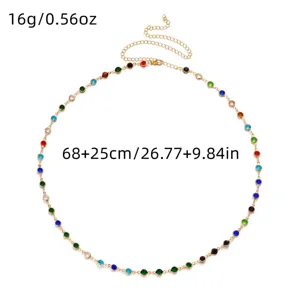 Bohemian colorful rhinestone body chain detail showing 16g weight and 68+25cm dimensions