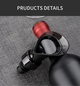 Black plastic wine pourer and stopper 2-in-1 fast pouring spout bar home accessory