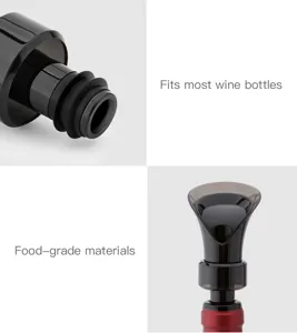 Detail view of the petal wine pourer showing silicone sealing rings and ergonomic spout shape.
