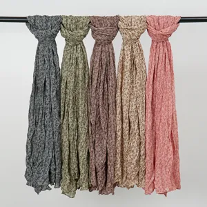 Vrouwen Herfst Retro Bloemen Katoen Linnen Sjaal Ademend Lichtgewicht Lange Sjaal Veelzijdig Casual Zachte Hals Sjaal Wrap