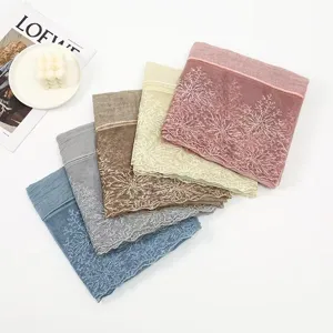 Cotton linen lace embroidered scarf spring autumn thin versatile shawl for women