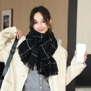 Dames Winter Sjaal Imitatie Kasjmier Ruit Kwast Sjaal Warm Zacht Mode Casual Dagelijkse Nekomslag