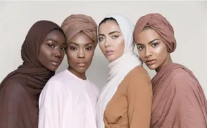 Foulard hijab turban en coton de haute qualité pour femme, écharpe douce et unie plissée.