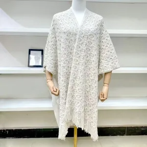 Dames Herfst Winter Gebreide Sjaal Franjes Open Voorkant Cardigan Poncho Casual Ruitjes Warm Wikkelsjaal