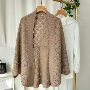 Dames opengewerkt gebreid vest sjaal lente zomer casual bovenkleding mode top chic