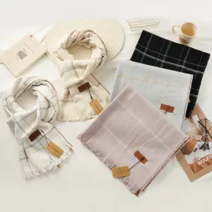 Vrouwen winter warm ruitjes kasjmier gevoel kwastje sjaal mode gezellige omslagdoek sjaal