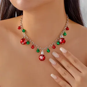 Vintage Weihnachts Halskette Für Damen Legierung Schneeflocken Kugel Süßigkeiten Glocke Anhänger Festlicher Schmuck Geschenk