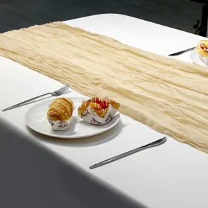 Boho cheesecloth table runner crinkled gauze fabric for wedding party rustic dining decor