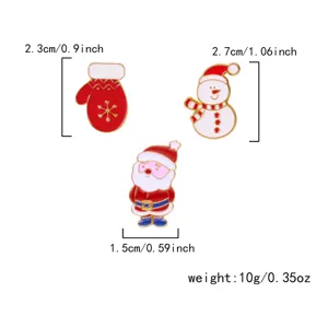 Dettagli su dimensioni e peso di un set di 3 spille natalizie con Babbo Natale e pupazzo