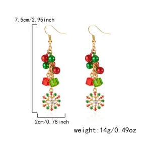 Detailansicht der Weihnachts-Quastenohrringe mit 7,5 cm Länge und 14 g Produktgewicht