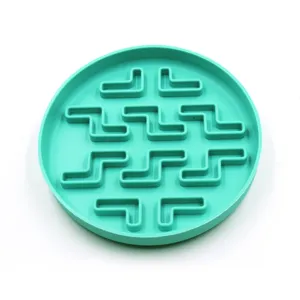 Türkisblaue Haustier-Anti-Schling-Napf mit Labyrinth-Design für gesunde Ernährung.