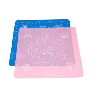 Detail view of silicone baking mat with measurement scales and concentric circles for kitchen.