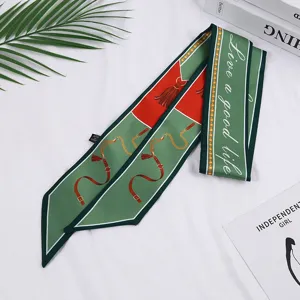 Groen rood zijde twilly sjaal luxe riem ketting ontwerp haaraccessoire tas lint handvat