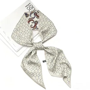 Elegante lange zijden sjaal met een chique geometrisch paisley printontwerp voor dames.