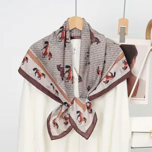 Luxury style horse print square scarf, soft dual-color autumn winter warm shawl.