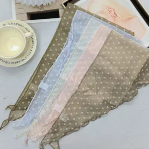 Women's Fashion Polka Dot Organza Triangle Scarf Sheer Lightweight Head Scarf Cute Daily Neck Scarf For Women Accessories