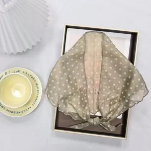 Green polka dot sheer organza triangular scarf women spring summer fashion hair band stylish