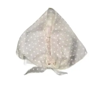 Women summer polka dot sheer organza triangular kerchief fashion hair scarf stylish head wrap