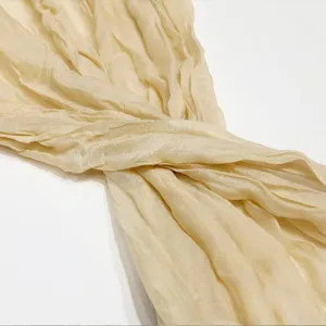 Beige cheesecloth table runner sheer wrinkled fabric boho wedding party decor 1pc