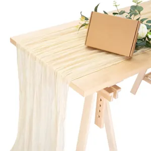 Camino de mesa de gasa arrugada de gasa muselina para decoración de boda fiesta