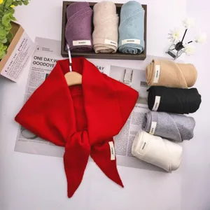 Vrouwen Winter Effen Kleur Imitatie Kasjmier Driehoek Sjaal Zacht Warm Gebreide Sjaal Dagelijkse Mode Nek Sjaal
