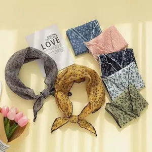 Cotton Linen Floral Triangle Scarf Summer Sun Protection Head Scarf Pastoral Style Hair Band Women Fashion Neck Scarf