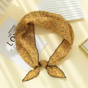 Vintage floral triangular scarf for women, lightweight neckerchief and stylish wrap.