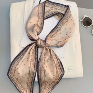 Chique paisley print twilly zijden sjaal voor dames, klassieke smalle halsdoek en taslint.