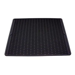 Tappetino scolapiatti in silicone nero, grande tappeto da cucina per tazze e pentole antiscivolo.
