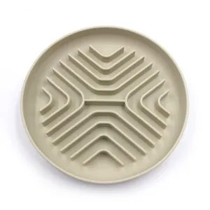 Silicone pet slow feeder bowl detail showing geometric maze structure for safe eating.
