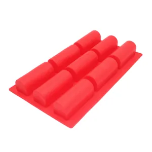 Detail view of the 9-cavity long strip silicone baking mold for delicious mousse and desserts.