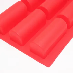 Detail view of 9-cavity long silicone baking mold for delicious cakes and desserts.