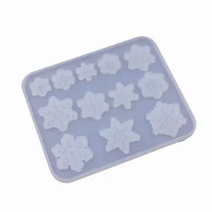 Detail shot of DIY crystal epoxy snowflake silicone mold, multi-size pendant craft tool.