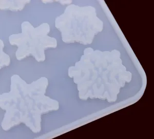 Close-up detail of snowflake silicone mold, translucent texture for DIY epoxy resin craft.
