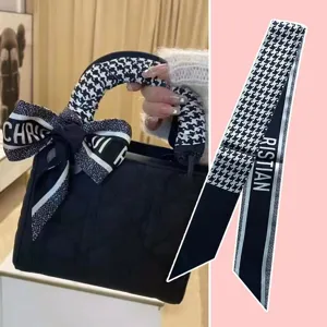 Vrouwen Mode Satijn Lint Sjaal Multifunctionele Handtas Sjaal Haarband Bedrukt Lange Smalle Nek Sjaal Voor Dagelijks Gebruik