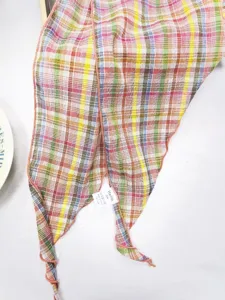Colorful plaid kerchief French pastoral vintage small scarf triangle hair accessory 1pc