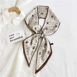 Chic paisley skinny silk scarf elegant vintage long neck ribbon for women handbag tie 89