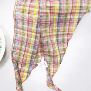 Colorful plaid triangle headscarf vintage style hair band casual hair accessory for women